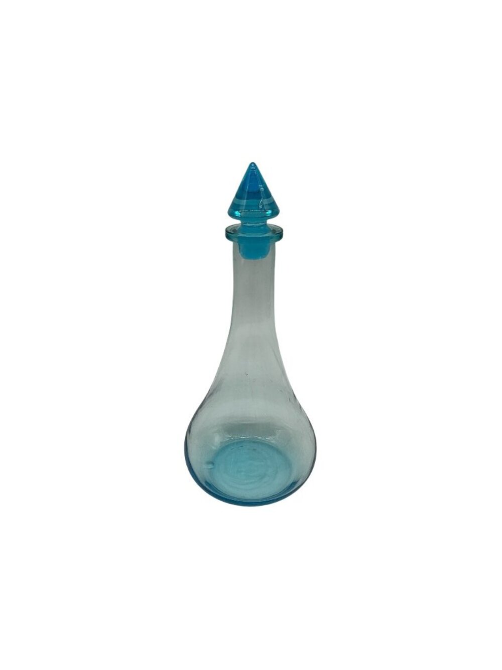 Pier 1 Empoli Blue Genie Bottle Decanter with Original Stopper Vintage Collectib